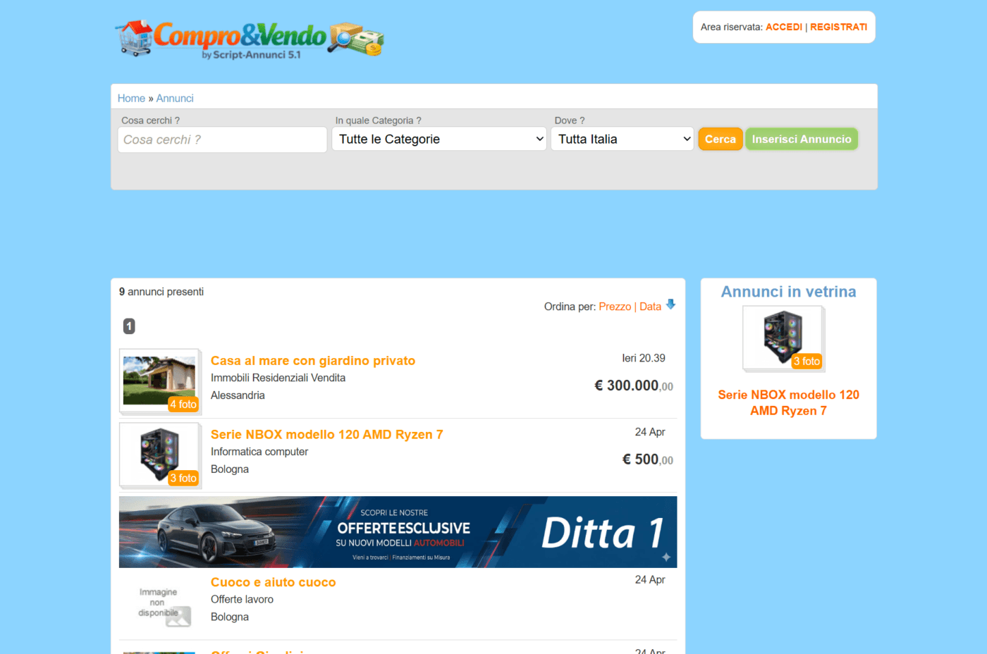 Creare e Gestire un sito di annunci con Script Annunci